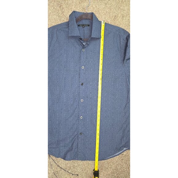 Robert Barakett Mens Long Sleeve Button-Down Shirt Size M Blue Microprint 100% C - Picture 7 of 9